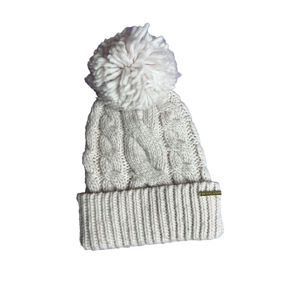 MICHAEL KORS CABLE KNIT BEANIE with POM PINK